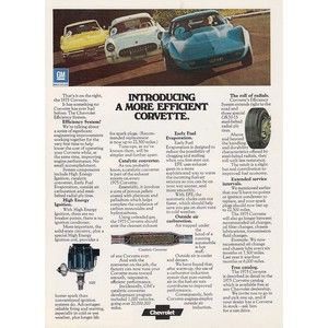 1975 Chevrolet Corvette Coupe photo "More Efficient" vintage promo print ad